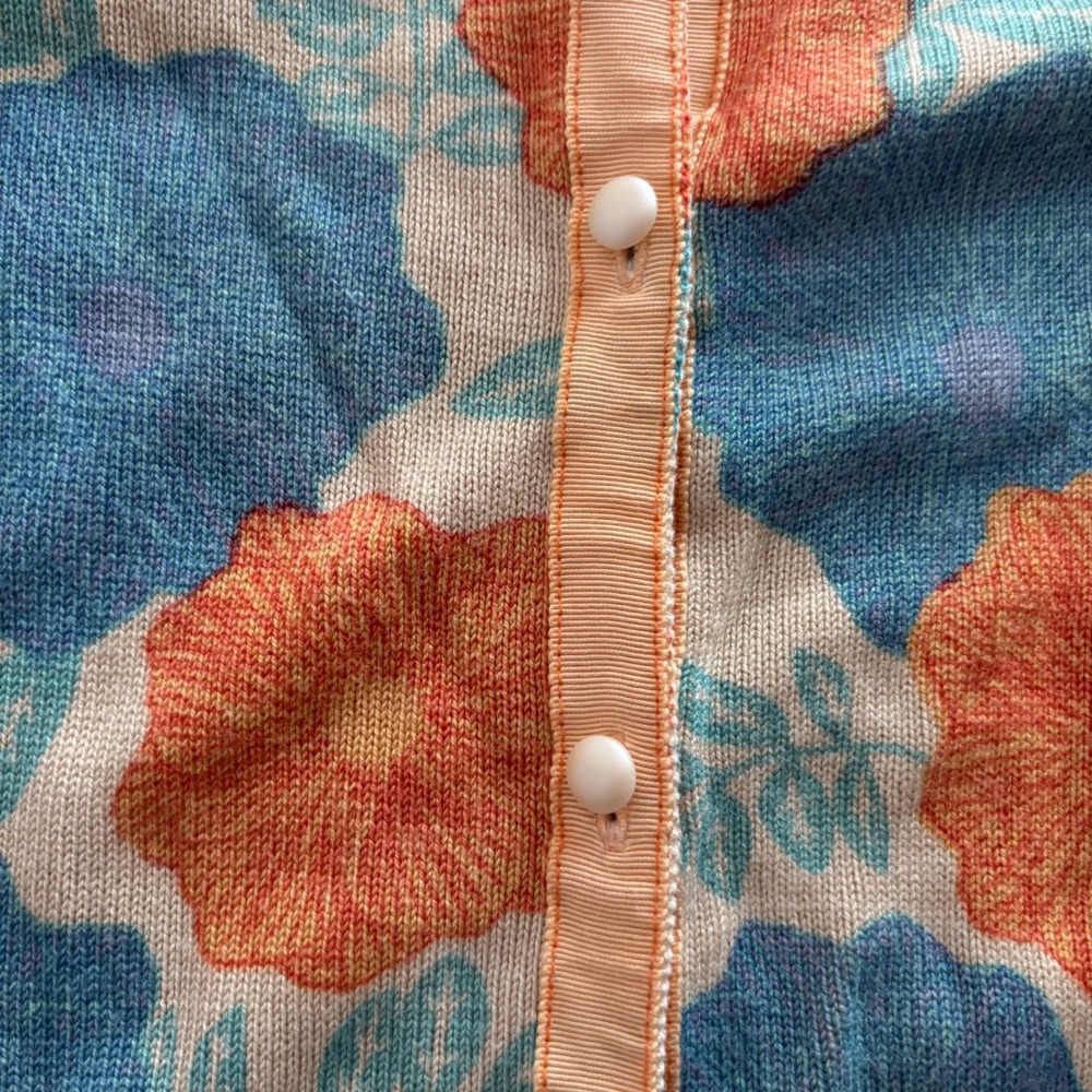 Sigrid Olsen Button Up Cardigan Sweater Women 1x Silk Blend Floral Quiet Luxury - Picture 6 of 10